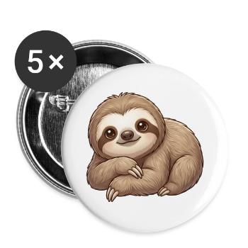 Faultier - Buttons groß 56 mm (5er Pack) - Weiß - Vorne
