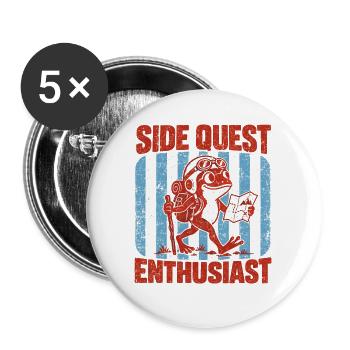 Sidequest-Enthusiast Retro-Froschwanderer - Buttons groß 56 mm (5er Pack) - Weiß - Vorne