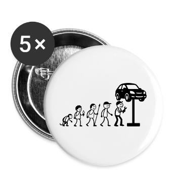  KFZ-Mechaniker Geschenkidee Tuning-Schrauber - Buttons groß 56 mm (5er Pack) - Weiß - Vorne