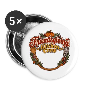 Anpassbares Friendsgiving Küchenteam-Shirt - Buttons groß 56 mm (5er Pack) - Weiß - Vorne