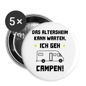 das altersheim kann warten wohnmobil - Buttons groß 56 mm (5er Pack) - Weiß - Vorne