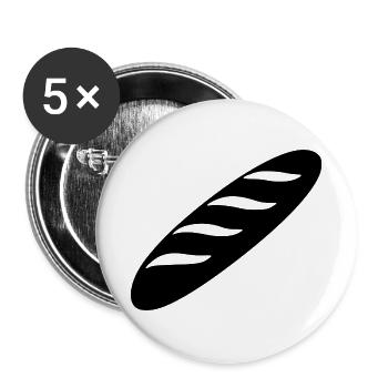 Baguette Française Humour – Cadeau France Rigolo - Buttons groß 56 mm (5er Pack) - Weiß - Vorne