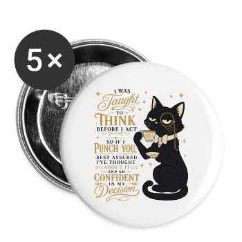  Think Before I Act Punch You Sarkasmus Humor - Buttons groß 56 mm (5er Pack) - Weiß - Vorne