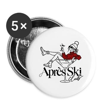 Après Ski Club - Buttons groß 56 mm (5er Pack) - Weiß - Vorne
