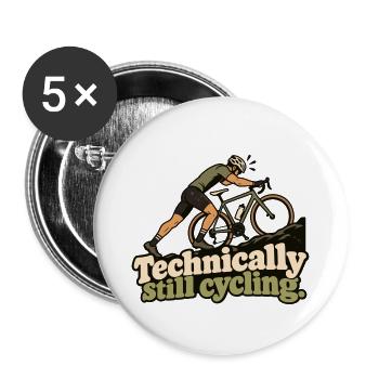 Technically Still Cycling - Buttons groß 56 mm (5er Pack) - Weiß - Vorne