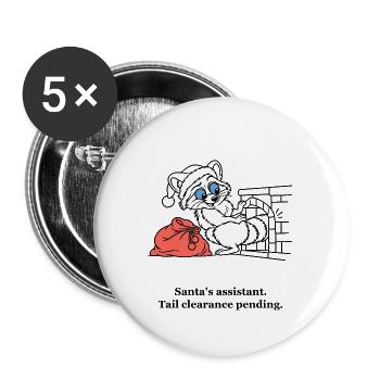 Santa Raccoon überprüft die Schornsteinfreigabe - Buttons groß 56 mm (5er Pack) - Weiß - Vorne