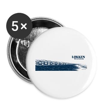 Løkken – Badehäuser am Nordseestrand - Buttons groß 56 mm (5er Pack) - Weiß - Vorne