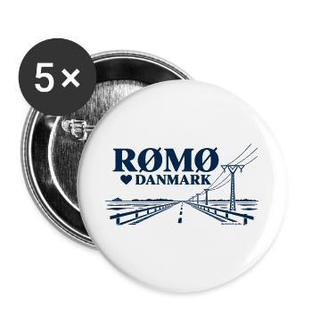 Rømø – Damm und Wattenmeer - Buttons groß 56 mm (5er Pack) - Weiß - Vorne
