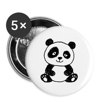 Niedlicher Panda im Kinder-Kritzelstil - Buttons groß 56 mm (5er Pack) - Weiß - Vorne