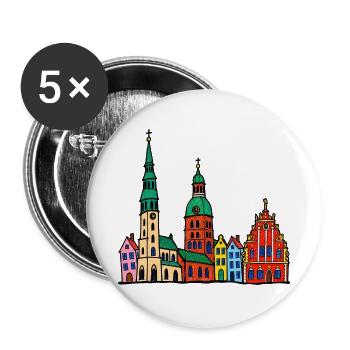 Riga Skyline im bunten Wachsmalstil - Buttons groß 56 mm (5er Pack) - Weiß - Vorne