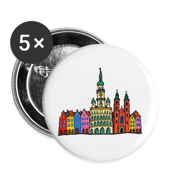Posen Skyline im bunten Wachsmalstil - Buttons groß 56 mm (5er Pack) - Weiß - Vorne