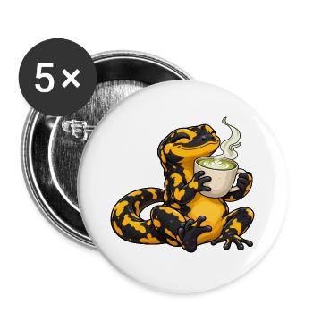 Salamander genießt einen Matcha Latte - Buttons groß 56 mm (5er Pack) - Weiß - Vorne