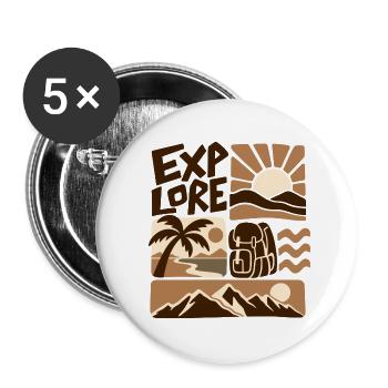 Explore Outdoor Adventure - Buttons groß 56 mm (5er Pack) - Weiß - Vorne
