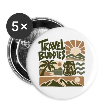 Travel Buddies Adventure - Buttons groß 56 mm (5er Pack) - Weiß - Vorne
