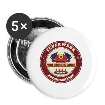 Feuerwehr – Wir löschen auch Adventskränze - Buttons groß 56 mm (5er Pack) - Weiß - Vorne