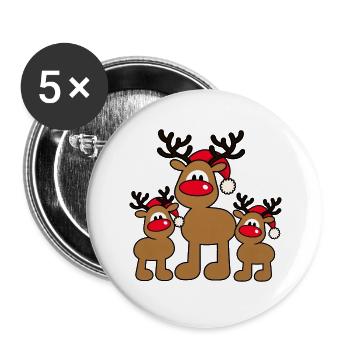 Weihnachtselche – Süße Elchfamilie  - Buttons groß 56 mm (5er Pack) - Weiß - Vorne