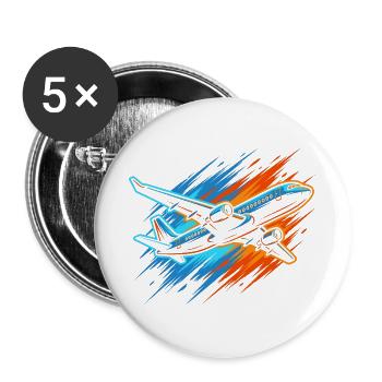 Flugzeug Modellflugzeug Herren Kinder Jungen Pilot - Buttons groß 56 mm (5er Pack) - Weiß - Vorne
