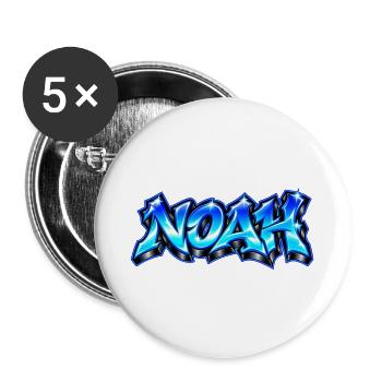 NOAH Graffiti Name Street Art Hip Hop 3D - Buttons groß 56 mm (5er Pack) - Weiß - Vorne