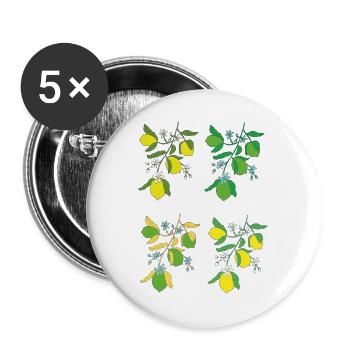 Zitronenzweig Blütenmuster - Buttons groß 56 mm (5er Pack) - Weiß - Vorne