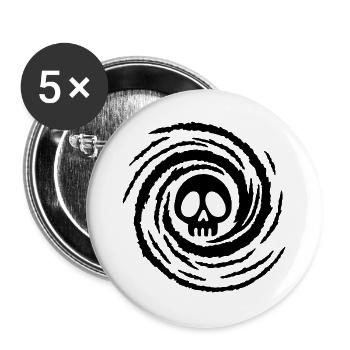 Schädel und Schwarzes Loch - Buttons groß 56 mm (5er Pack) - Weiß - Vorne