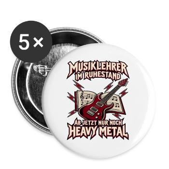 Musiklehrer im Ruhestand – Ab jetzt nur noch Heavy - Buttons groß 56 mm (5er Pack) - Weiß - Vorne