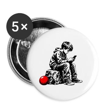 Schwarzweiß Jugend am Handy - Buttons groß 56 mm (5er Pack) - Weiß - Vorne