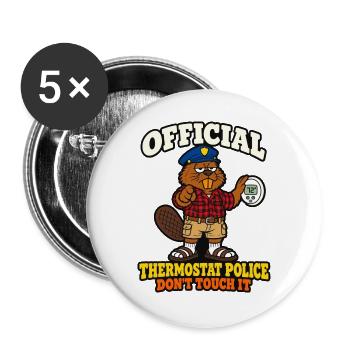 Offizielle Thermostatpolizei Fass das nicht an, lustiger Papa. - Buttons groß 56 mm (5er Pack) - Weiß - Vorne