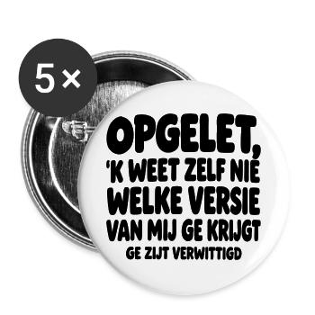 Lustiges flämisches T-Shirt - Buttons groß 56 mm (5er Pack) - Weiß - Vorne