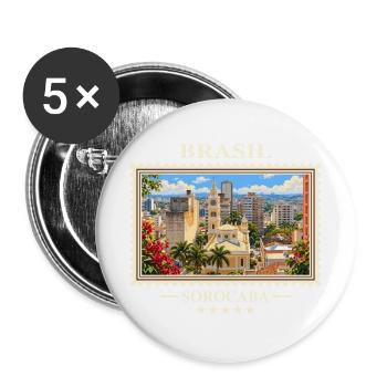 Brasilien Sorocaba Vintage Reisemarke - Buttons groß 56 mm (5er Pack) - Weiß - Vorne