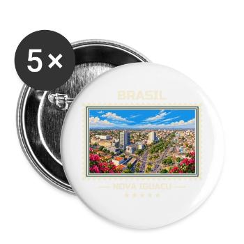 Brasilien Nova Iguaçu Vintage Reisemarke - Buttons groß 56 mm (5er Pack) - Weiß - Vorne