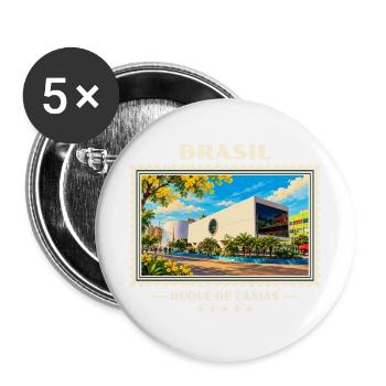 Brasilien Duque de Caxias Vintage Reisemarke - Buttons groß 56 mm (5er Pack) - Weiß - Vorne