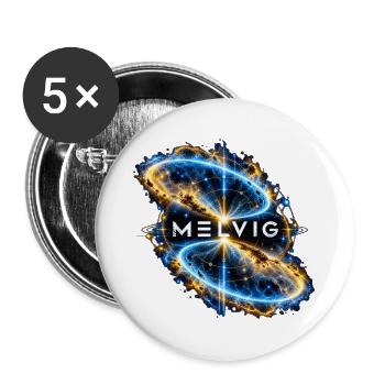 MELVIG – Blauer Ringnebel - Buttons groß 56 mm (5er Pack) - Weiß - Vorne