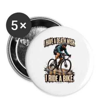 ODDROO – I Ride a Bike - Buttons groß 56 mm (5er Pack) - Weiß - Vorne