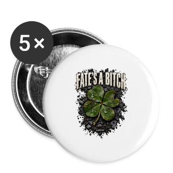ODDROO – Schicksal & Kleeblatt - Buttons groß 56 mm (5er Pack) - Weiß - Vorne
