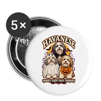 Spooky Night Loyal Company – Havanesisches Halloween - Buttons groß 56 mm (5er Pack) - Weiß - Vorne