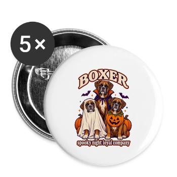 Spooky Night Loyal Company – Boxer-Halloween-Hund - Buttons groß 56 mm (5er Pack) - Weiß - Vorne