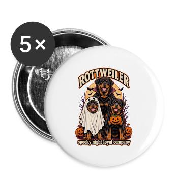 Spooky Night Loyal Company – Rottweiler Halloween - Buttons groß 56 mm (5er Pack) - Weiß - Vorne