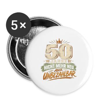  50 Jahre – Nicht mehr neu aber unbezahlbar - Buttons groß 56 mm (5er Pack) - Weiß - Vorne