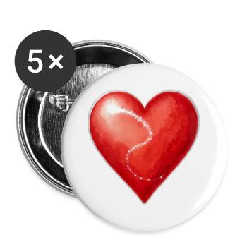 Herz mit einer Sternenspur - Buttons groß 56 mm (5er Pack) - Weiß - Vorne
