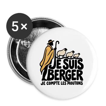 Ich bin ein Hirte – Humor - Buttons groß 56 mm (5er Pack) - Weiß - Vorne