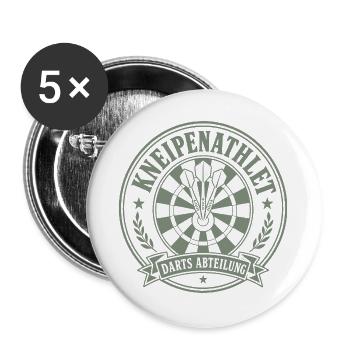 Darts Shirt Kneipenathlet, Hoodie, Mütze, Tasse  - Buttons groß 56 mm (5er Pack) - Weiß - Vorne