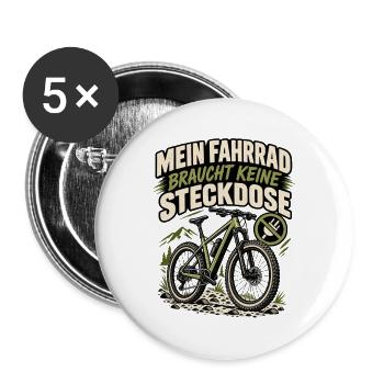 Fahrrad Freiheit: Keine Steckdose nötig - Buttons groß 56 mm (5er Pack) - Weiß - Vorne