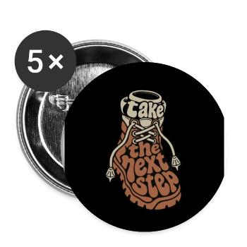 Take the Next Step – Retro Sneaker Poster - Buttons groß 56 mm (5er Pack) - Weiß - Vorne