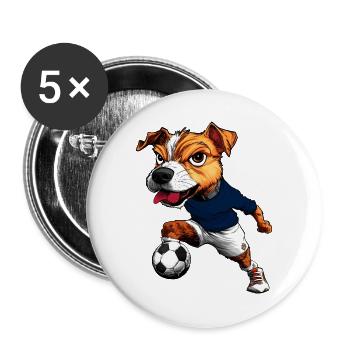 JRT Fussball - Buttons groß 56 mm (5er Pack) - Weiß - Vorne