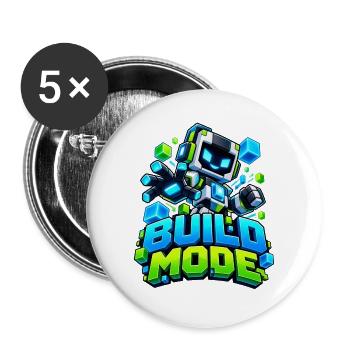 Voxel Build Mode Roboter - Buttons groß 56 mm (5er Pack) - Weiß - Vorne