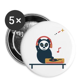 Panda am Plattenspieler – gemütliche Vinylpause - Buttons groß 56 mm (5er Pack) - Weiß - Vorne