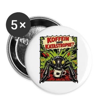 Koffein oder Katastrophe Horror-Ameise Retro Comic - Buttons groß 56 mm (5er Pack) - Weiß - Vorne