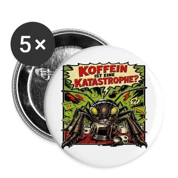 Koffein ist eine Katastrophe – Horror-Ameise Retro - Buttons groß 56 mm (5er Pack) - Weiß - Vorne