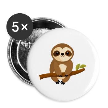 Baby-Faultier - Buttons groß 56 mm (5er Pack) - Weiß - Vorne