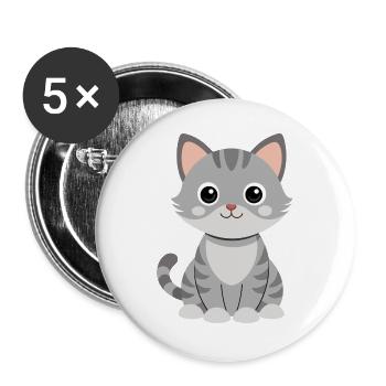 Baby-Katze - Buttons groß 56 mm (5er Pack) - Weiß - Vorne